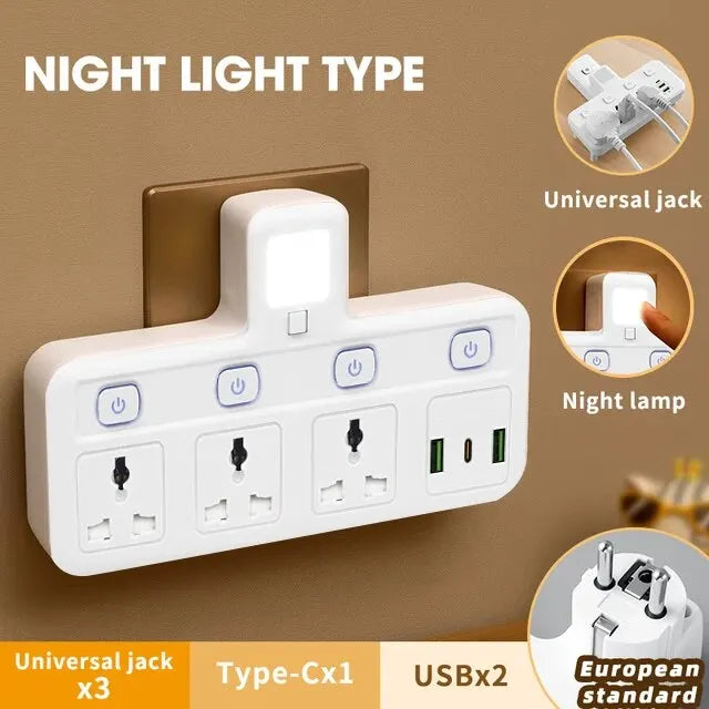 EU US UK Plug Universal Outlet Power Strip Multitap AC Separate Control Wall Socket With USB Fast Charge Multiprise Plug Adapter Leedoar
