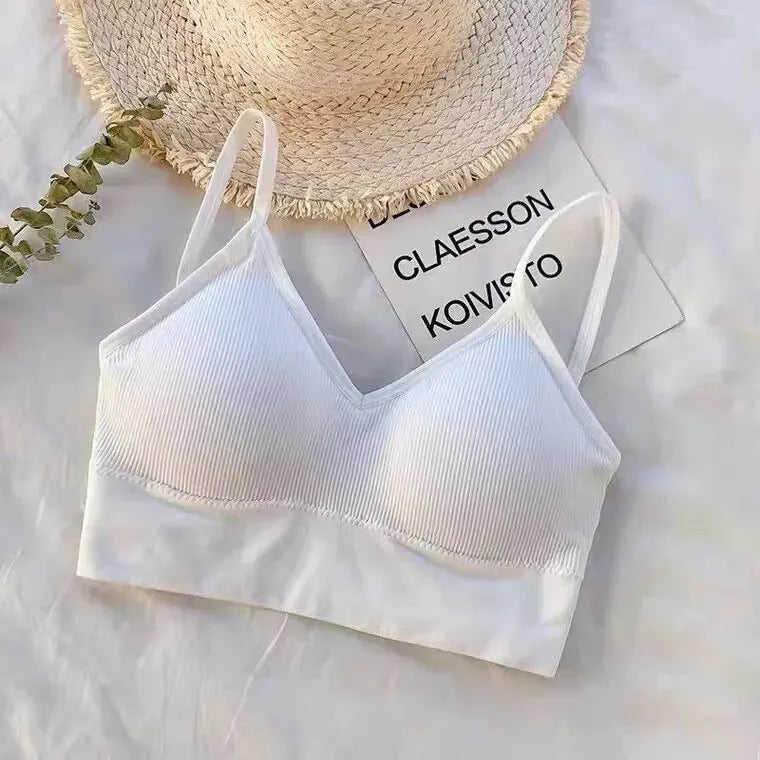 Explosive Style Big U Back Cross Beautiful Back Seamless Sling Threaded Wrapped Chest Tube Top WOMEN'S Casual Bottoming Anti-emp Leedoar