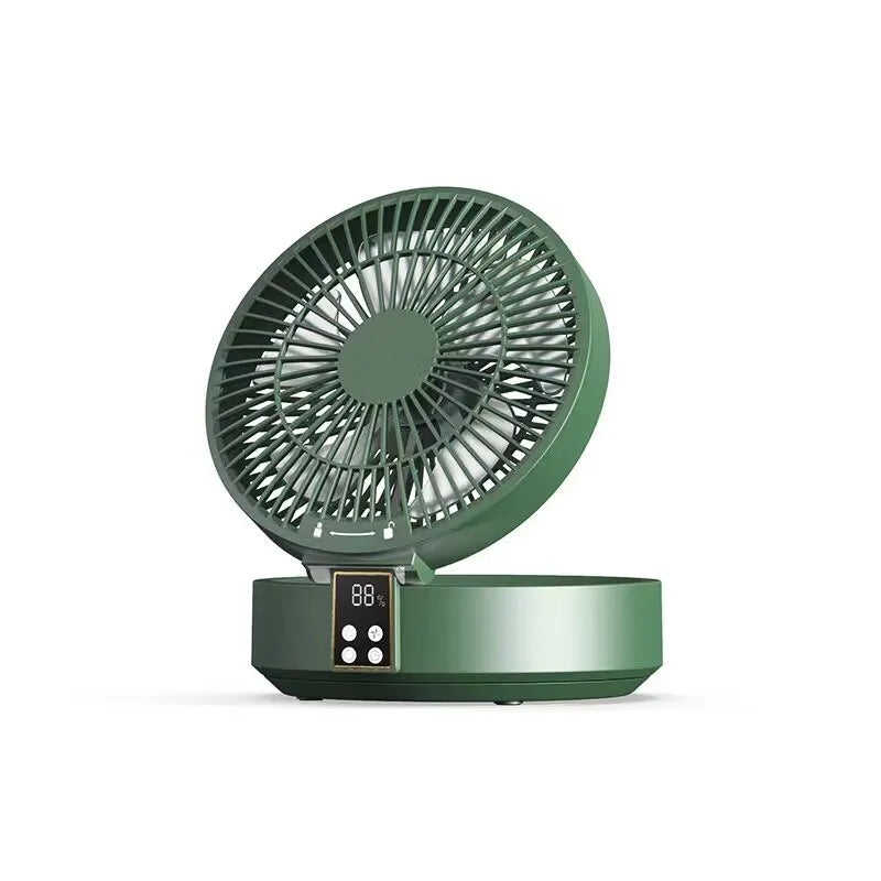 Fan With Remote Control Portable Wall-Hanging Rechargeable Usb Electric Folding Fan Nightlight Air Cooler Household Leedoar