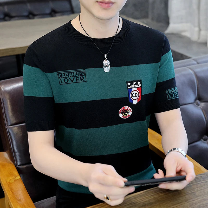 Fashionable and trendy short sleeved T-shirt for men in summer 2024, round neck short T-shirt for men, loose casual top for men, Leedoar