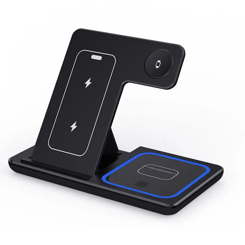 Foldable 3 In 1 Wireless Charger Pad Stand For iPhone 15 14 13 12 8 X XR Apple Watch 8 7 6 Airprods Fast Charging Dock Station Leedoar