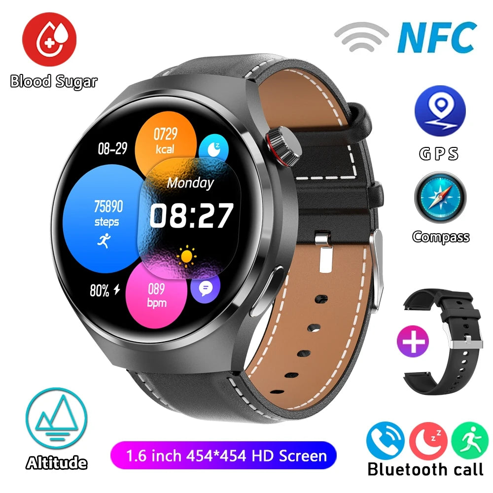For HUAWEI GT4 Pro GPS NFC Smart Watch Men 360*360 AMOLED Screen Heart rate Bluetooth Call IP68 Waterproof Man Smartwatch 2024 Leedoar