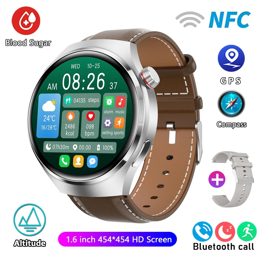 For HUAWEI GT4 Pro GPS NFC Smart Watch Men 360*360 AMOLED Screen Heart rate Bluetooth Call IP68 Waterproof Man Smartwatch 2024 Leedoar