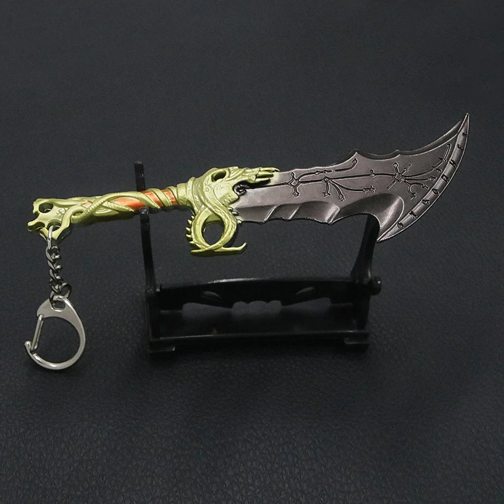 Game God of War 5 Ragnarok Keychains Thor's Hammer Mjolnir Kratos Blades of Exile Leviathan Axe Weapon Pendant Keyring Jewelry Leedoar