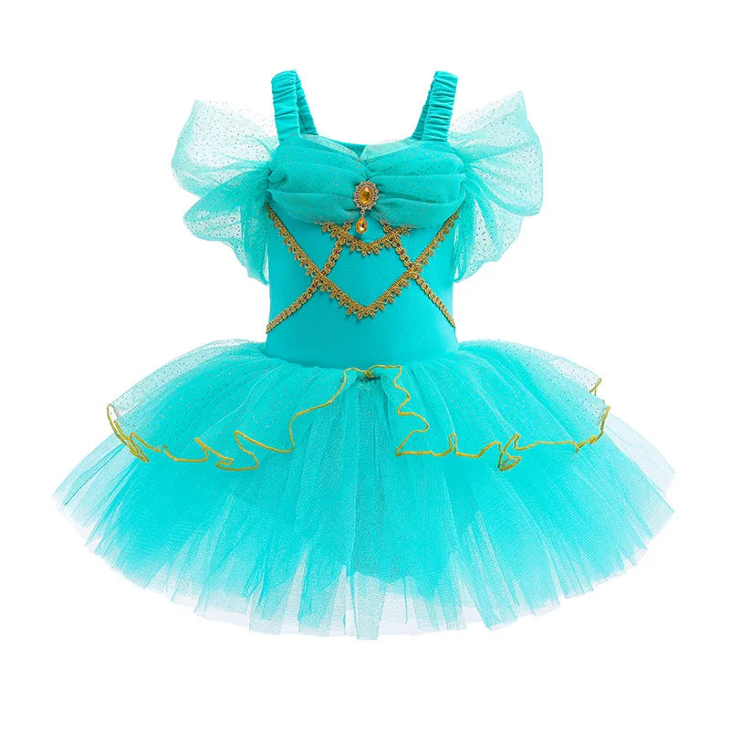 Girl Ballet Practice Dress Party Fancy Sequined TUTU Dress Elsa Anna Belle Clothes Baby Girl Stage Shows Party Costumes Leedoar