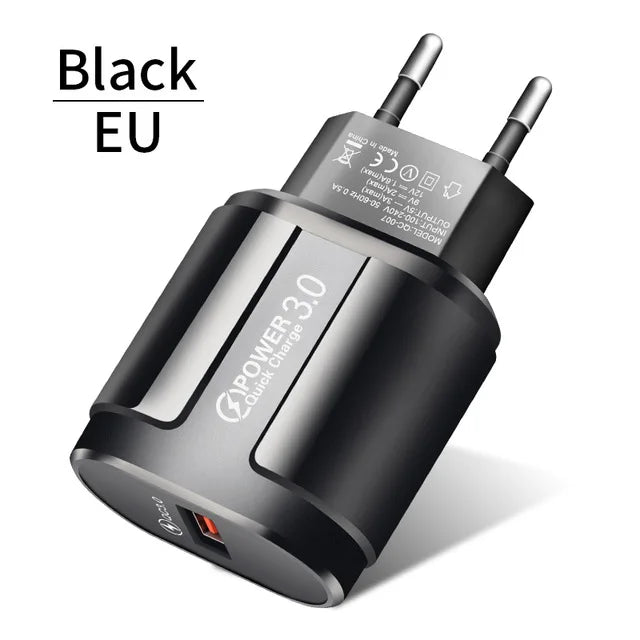 3A Fast Quick 3.0 Charge For iPhone Ipad 11 12 13 30W Wall USB Charger EU/US Plug Adapter for Samsung Android Huawei Macaron Leedoar