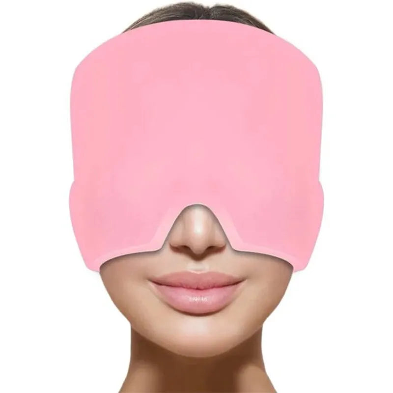 Ice Cap Gel Cold and Hot Mask Head Face Surrounding Relaxation Massage Sleep Eye Mask Black Pink Not Charged Leedoar