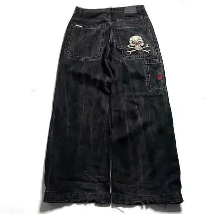JNCO Jeans New Y2K Harajuku Hip Hop Letter Embroidered Vintage Baggy Jeans Denim Pants Mens Womens Goth High Waist Wide Trousers Leedoar