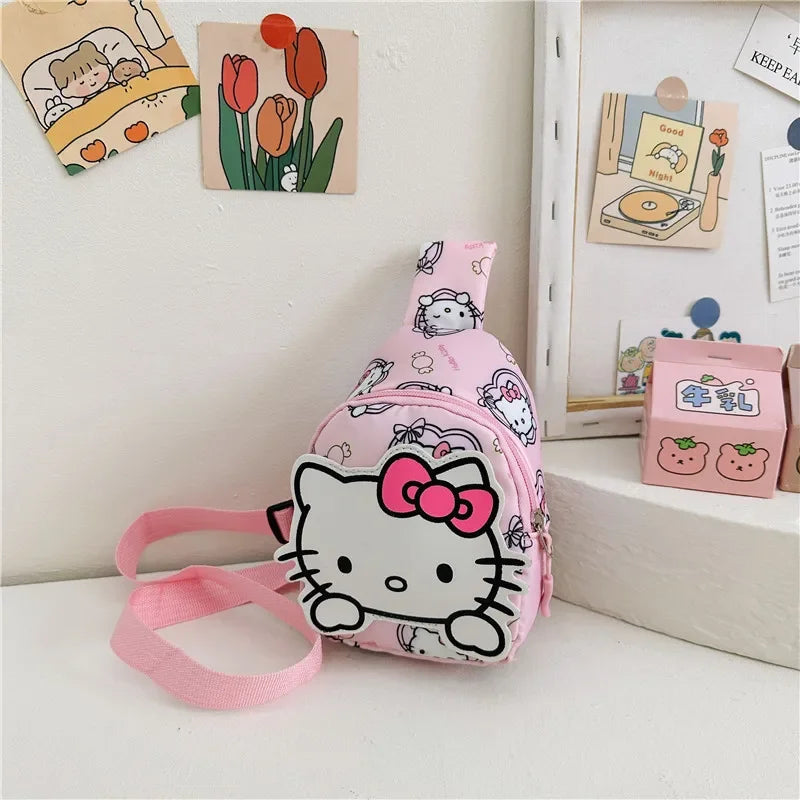 Kawaii Sanrio Hello Kitty Chest Bag Crossbody Bags Kuromi My Melody Cinnamoroll Messenger Shoulder Handbag for Women Toys Girls Leedoar