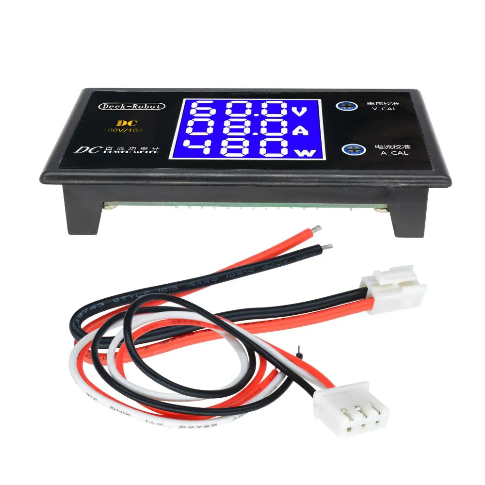 LCD Digital Voltmeter Ammeter Wattmeter Voltage Current Power Meter Volt Detector Tester Monitor DC 0 to 100V 10A 1000W Leedoar
