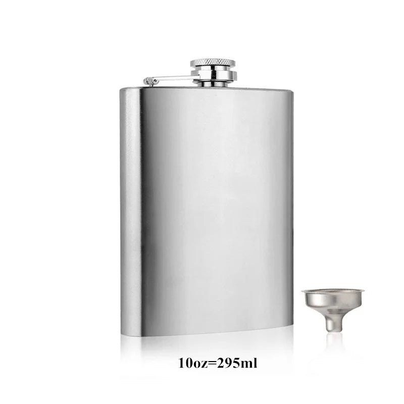LMETJMA 1 4 5 6 7 8 9 10 oz Stainless Steel Hip Flask with Funnel Pocket Hip Flask Alcohol Whiskey Hip Flask Screw Cap KC0139 Leedoar
