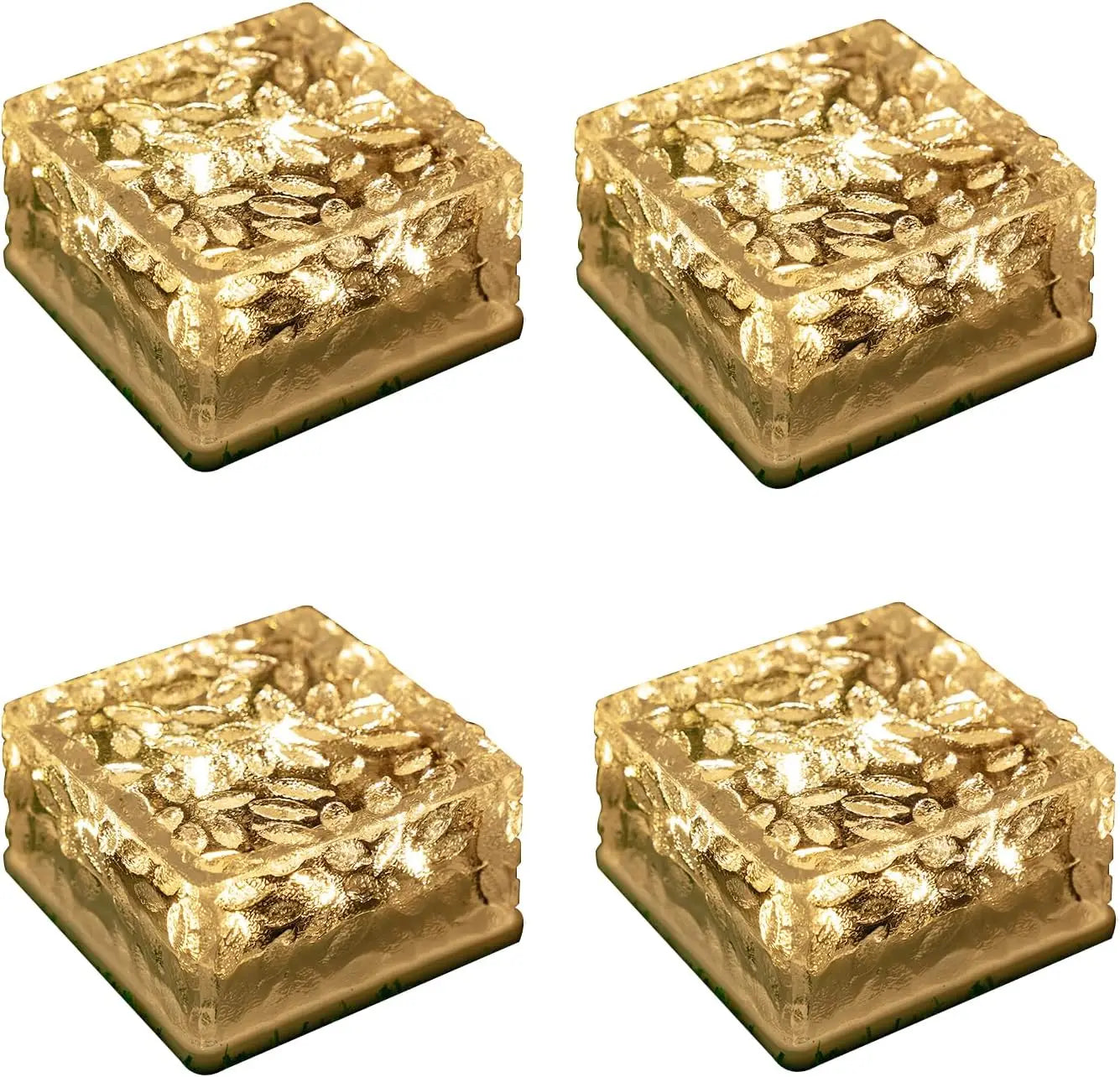 LQWELL Solar Brick Light 4PC Solar Light 8 Modes Decorative Outdoor Solar Glass Paving Stones Path Lighting Ice Stone Light Leedoar