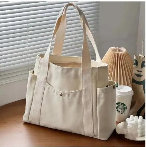 Large Capacity Canvas Tote Bags for Work Commuting Carrying Bag College Style Student Outfit Book Shoulder Bag Leedoar