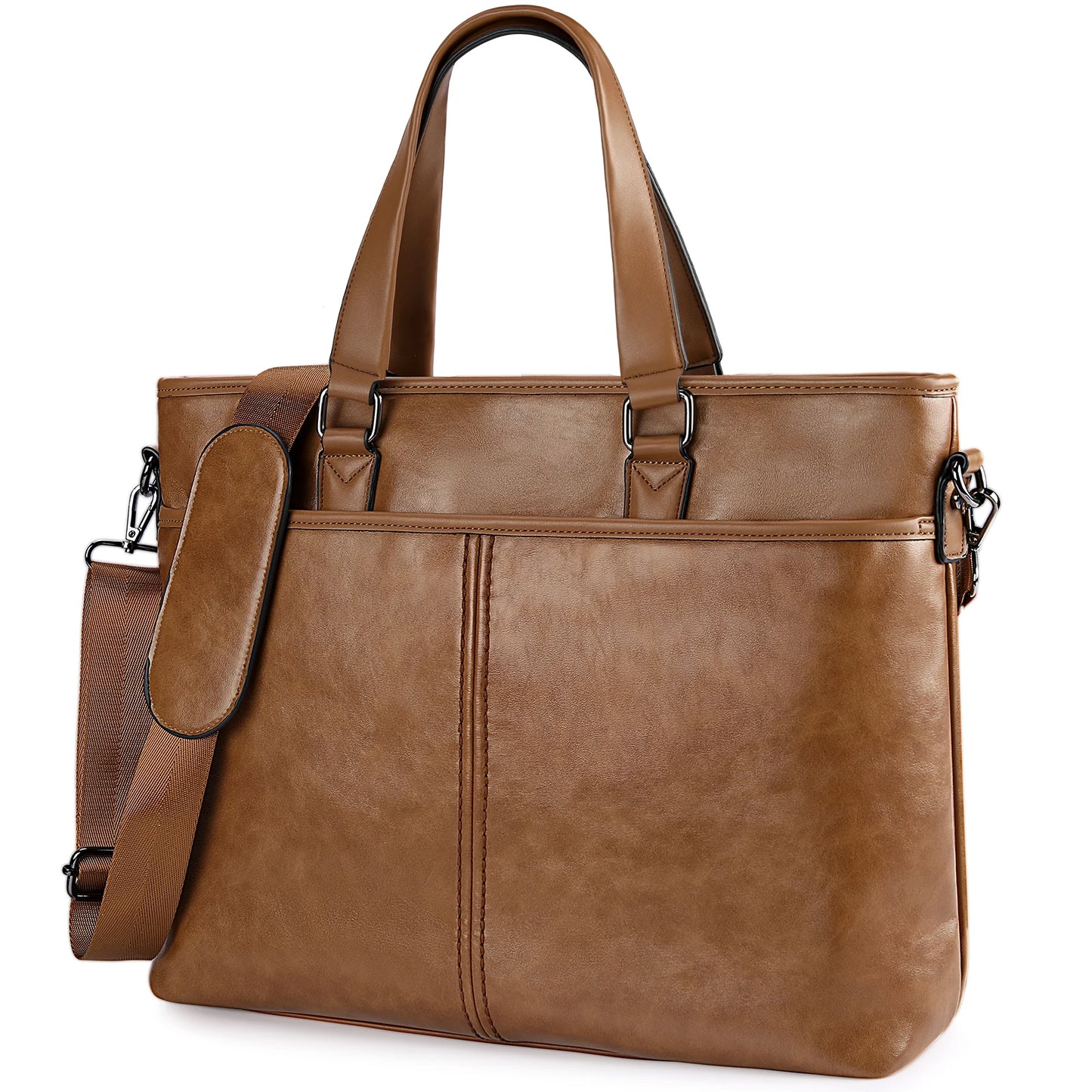 Lubardy Business Travel Tote Bag Leather Tote Bag Large Top-Handle Shoulder Handbag Laptop Waterproof Crossbody Bag