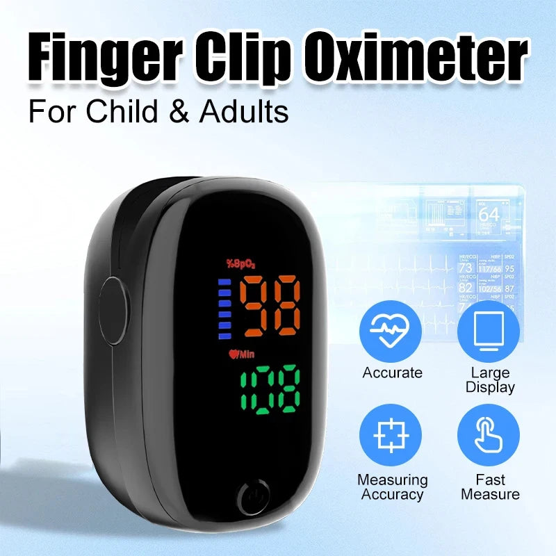 Medcial Pulse Oximeter Finger Clip LED Digital Screen Highlights Sleep Monitor Health Tool Blood Oxygen Saturation Meter Leedoar