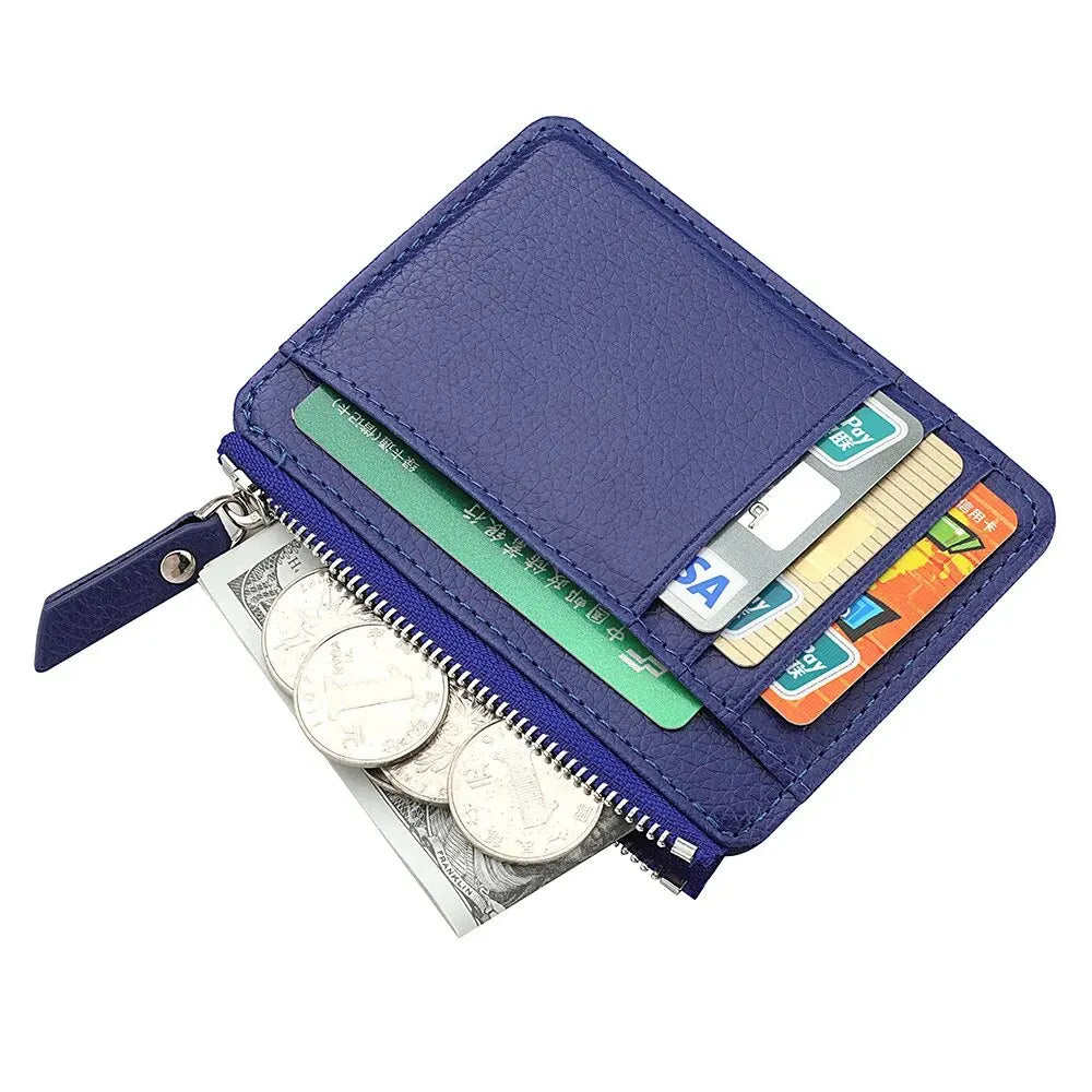 Mini Credit Card Wallet Id Card Holder Men's Small Wallet Thin Sleeve Zipper Short Coin Wallet Leedoar