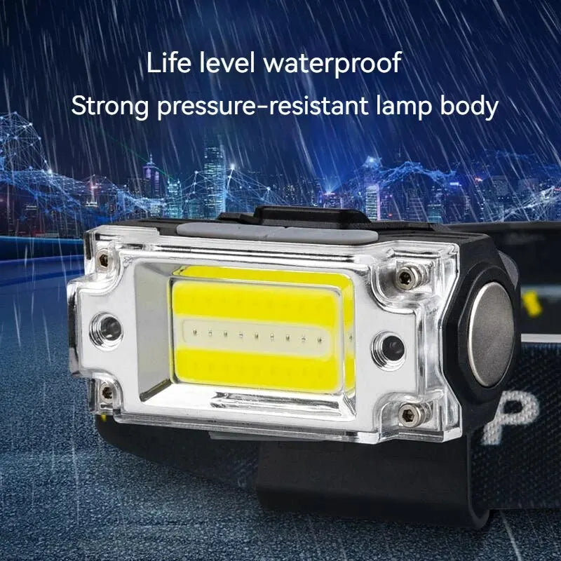 Mini Dual COB Headlamp Sensor Hat Clip Headlight 5 Lighting Modes Outdoor Camping Hunting Flashlight Induction Head Lamps Leedoar