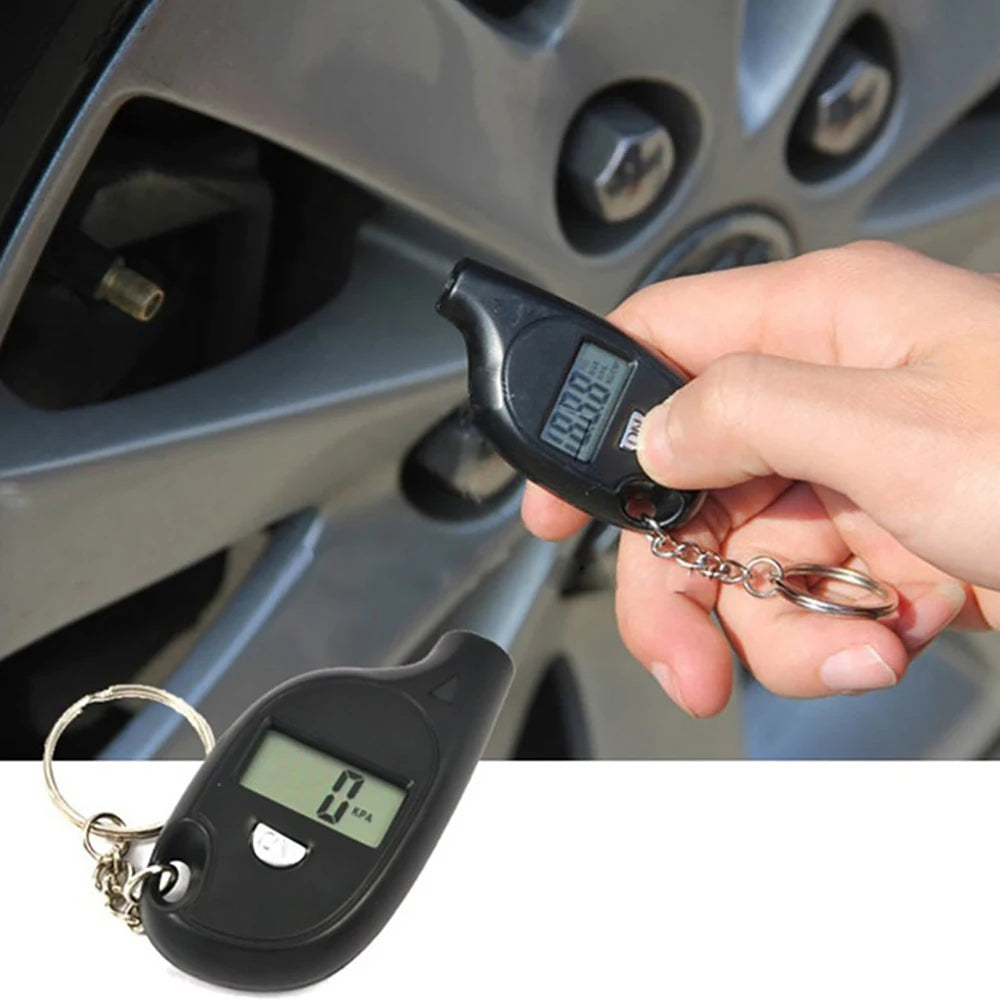 Mini Keychain Style Portable Tire Gauge Digital Lcd Display Car Air Pressure Tester Meter Auto Motorcycle Safety Leedoar