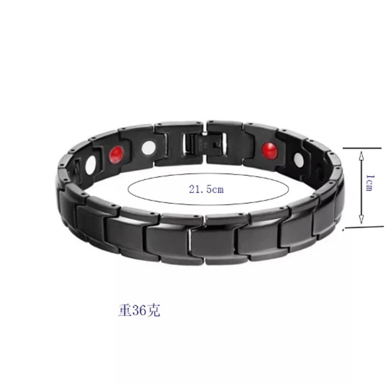 New Casual Style Men Magnetic Bracelet Simple Black Stainless Steel Bracelets For Arthritis Health Care Jewelry Gifts Leedoar
