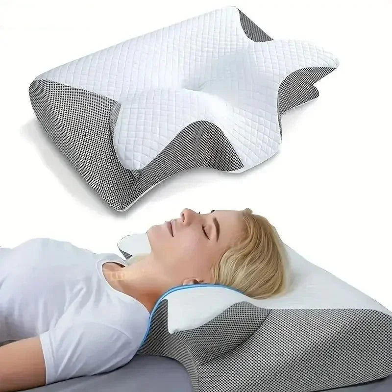 New Contour Memory Foam Cervical Pillow Ergonomic Orthopedic Neck Pain Pillow for Side Back Stomach Sleeper Remedial Pillows Leedoar