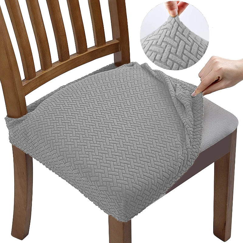 New Durable Jacquard Chair Seat Covers Removable Washable Anti-Dust Stretch Spandex Dining Room Upholstered Chair Cushion Slipco Leedoar