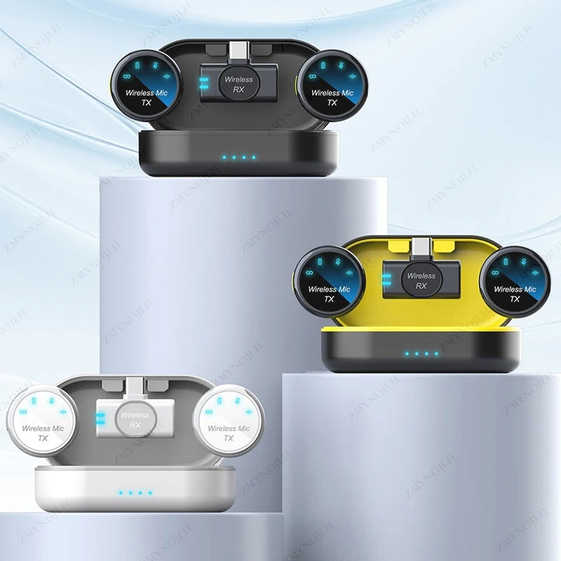 New Magnetic Wireless Lavalier Microphone Noise Canceling Necklace Windproof Cap Audio Video Recording Microphone for Smartphone Leedoar