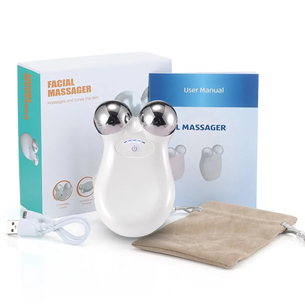 New Rechargeable Face Massager 5 Gears Electric Micro-Current 3D EMS Firming Micro Current Deedema Decree Wrinkle Skin Beauty Leedoar