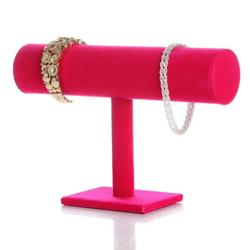 New Single Tier Velvet Bracelet Chain Watch T-Bar Rack Jewelry Hard Display Holder Organizer High Quality Display Stand Leedoar