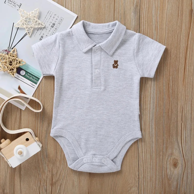 Newborn Baby Romper 0-12 Months 2023 Summer Solid 5 Colors Polo Infant Baby jumpsuit new born Bebies Roupas Kids Leedoar