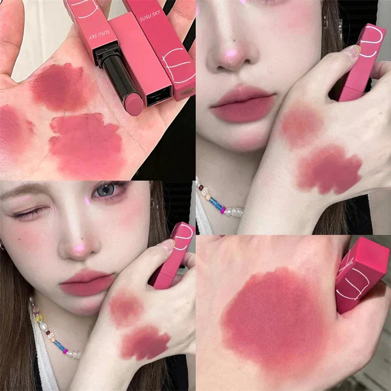 Non-stick Mask Lipstick Matte Lip Makeup Silky Easy To Color Sexy Woman Velvet Lipgross Long Lasting Waterproof Lip Cosmetics Leedoar