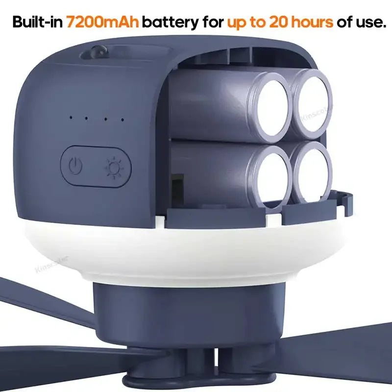 Outdoor Camping Fan, Tent Canopy Ceiling Fan, Multifunctional Circulator Fan Air Cooler LED Lights Lighting Remote Control Leedoar