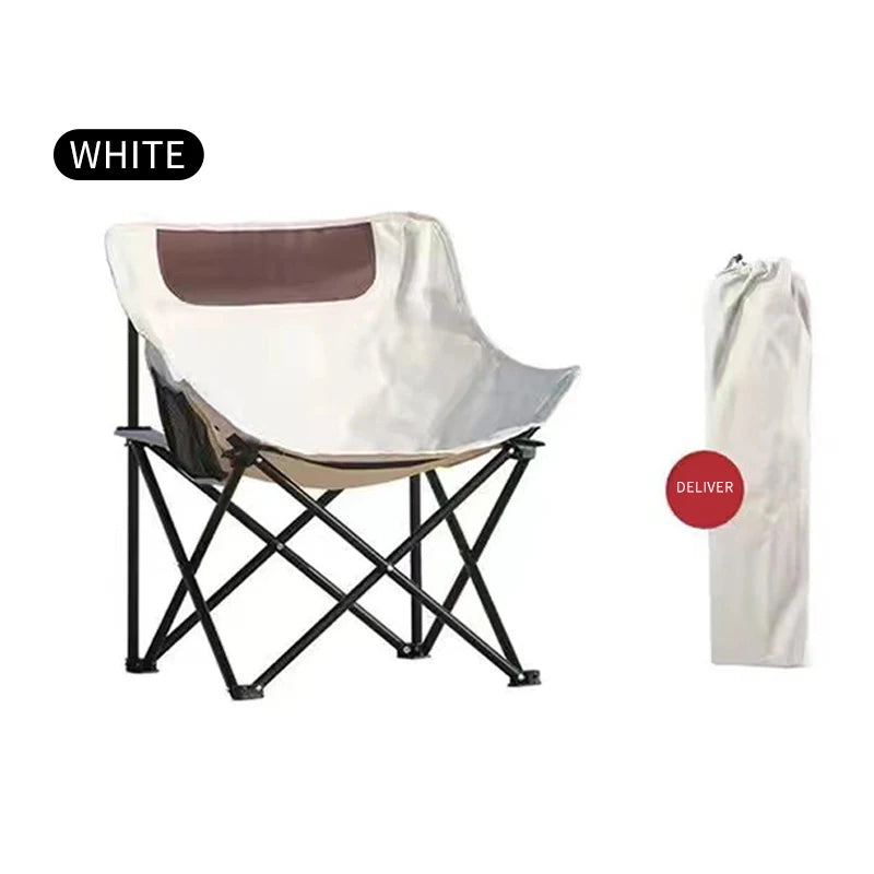 Outdoor Folding Chair Moon Chair Picnic Camping Car Chair Easy to Carry Easy to Use High Load Bearing Leedoar