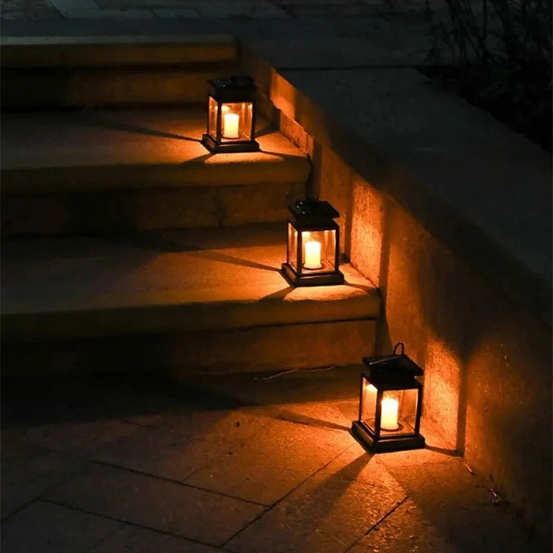 Outdoor Solar Candle Lamp Garden Decoration Waterproof Outdoor Solar Lights Retro Palace Lantern Hanging Landscape Lighting Leedoar