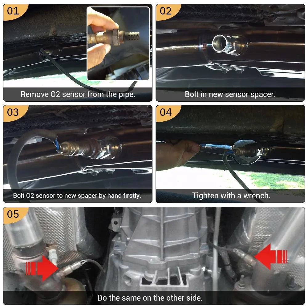 Oxygen O2 Sensor M18X1.5 Extender Spacer Adapter P0420 P0430 Catalytic Converter CEL Eliminator Check Engine Light Leedoar