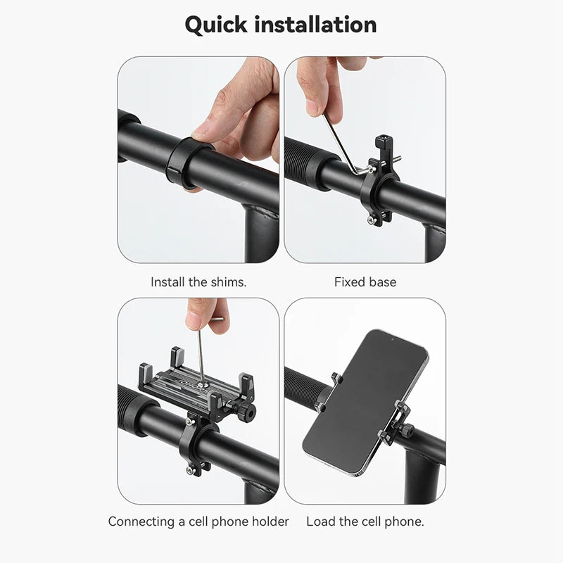 Phone Holder Motorcycle Electric Bicycle Smartphone CNC Aluminum Alloy Bracket Four Claws Bike Phone Holder Leedoar