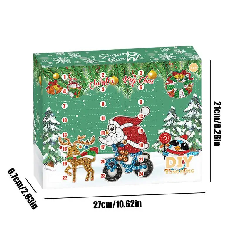 Rhinestone Painting Crafting Keychain 24X Rhinestone Painting Christmas Pendant In Cartoon Interactive Rhinestone Painting