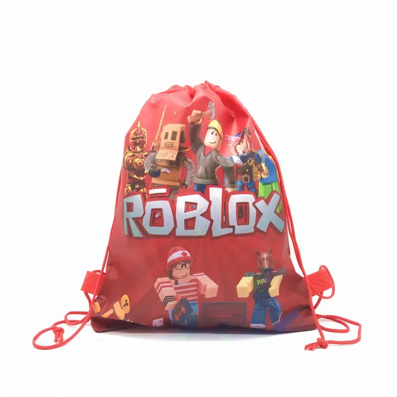 Roblox Nonwoven Drawstring Bag Roblox Game Party Decorations Kids Birthday Party Baby Shower Supplie sChildren's Toys Gifts Leedoar