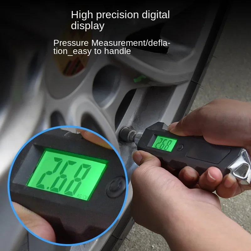 Vehicle Mounted High-Precision Tire Pressure Gauge LED Liquid Crystal Night Light Display Electronic Digital Tire Pressure Gauge Leedoar
