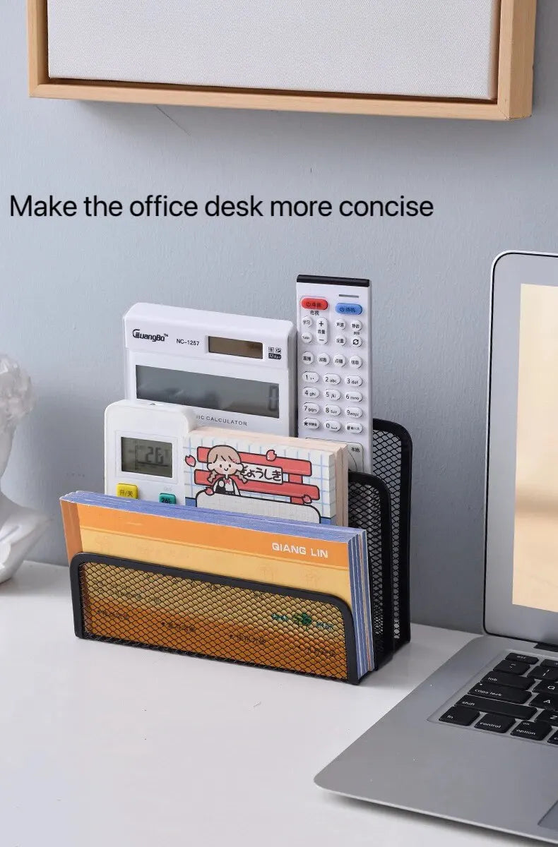 1 Pcs Black Desktop Office Storage Grid Metal Three-layer Business Card File Office Supplies Storage Rack Leedoar