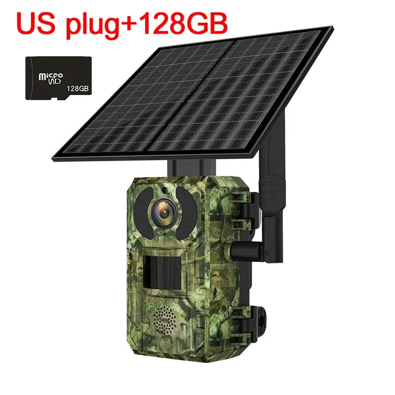 4MP 4G 6W Solar Camera Hunting Trail Camera Two-way Audio PIR Sensing Infrared Night Vision Motion Detection Wildlife Cam Leedoar