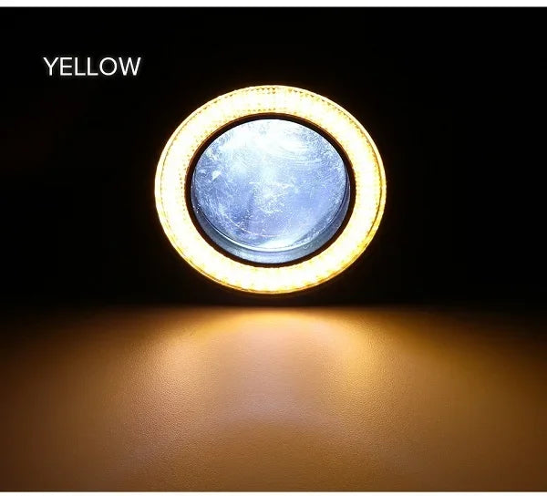 2Pcs Universal Angel Eyes Led Fog Lamp COB DRL Led Mile Lenses Headlight Auto Driving Tuning Signal Daytime Running Light Kit Leedoar