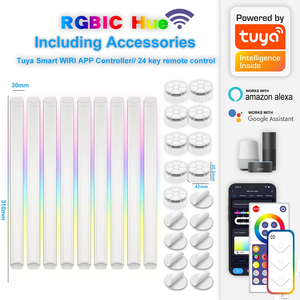 RGBW Smart WIFI APP DIY Free Splicing Atmosphere LED Night Light Music Rhythm TV Backlight Bedroom Game Room Decor Wall Lamps Leedoar