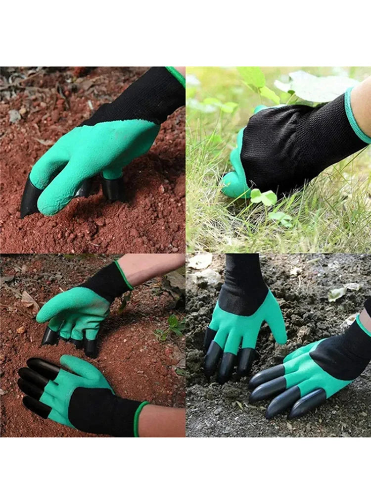 2PCSpair Garden Gloves with Claws - Perfect for Digging, Planting, Weeding, Seeding - Protects Nails and Fingers Essential Ga Leedoar