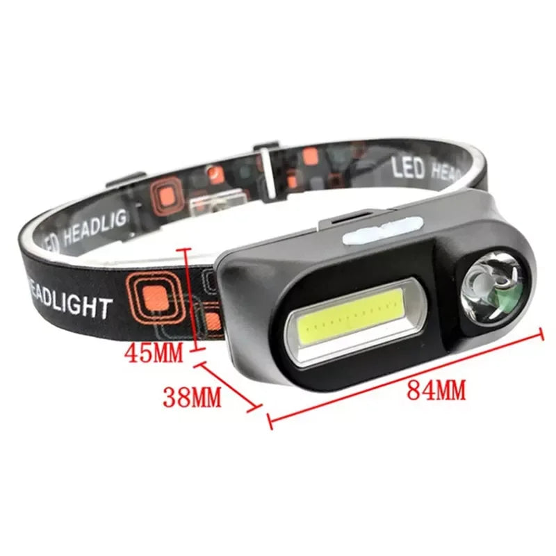 Portable Mini XPE+COB LED Headlamp USB Rechargeable Headlight 6-Mode Head Flashlight Head Torch For Camping Fishing Hunting Leedoar
