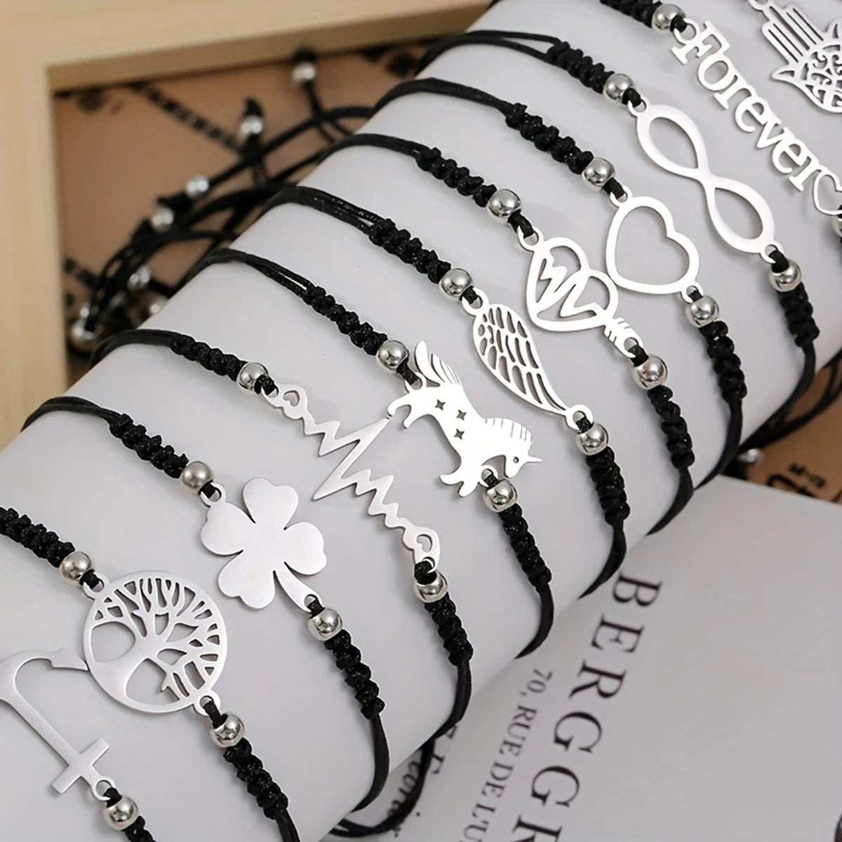 12pcs/set Stylish Stainless Steel Braided Charm Bracelet for Men - Perfect for Daily Wear and Gifting to Family and Friends Leedoar