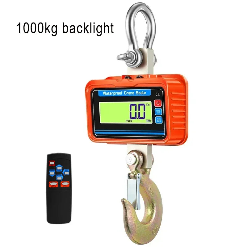 1T/2T/3T Heavy Duty Electronic Crane Scale 1000kg/2000kg/3000kg Industrial Hanging Scale Digital Hook Scale with Remote Control Leedoar