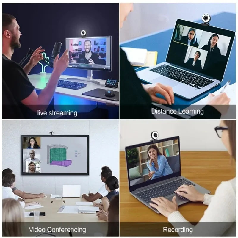 FY69 Full HD Webcam 2K Web Camera Auto Focus with Microphone For PC Laptop 1080P Web Fill Light Cam for Online Study Conference Leedoar