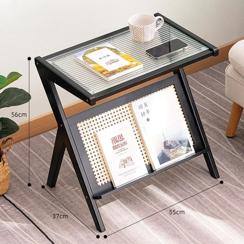 INS Style Living Room High Level Wooden 45/55CM Type Side Table Portable WoodBed With Narrow Table Leedoar