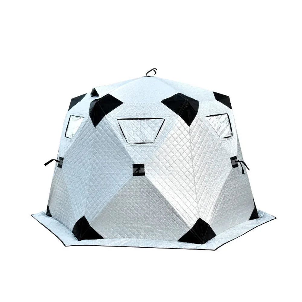 Automatic Quick-Opening Camping Tent Shelter Winter Warm Ice/Snow Fishing Tent Outdoor Waterproof Hexagonal Tent for 5-8 People Leedoar
