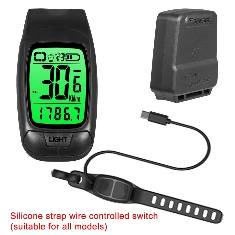 Bike Computer USB Rechargeable Wireless Bike Speedometer Odometer 3in1 Bike Light & Wireless Bike Computer & Bike Bell Combo Leedoar